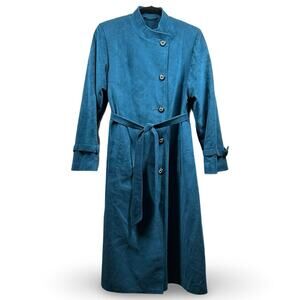 Olympic Vintage Faux Suede Trench Coat Women's Size 10 Luxe Made in Canada 90s